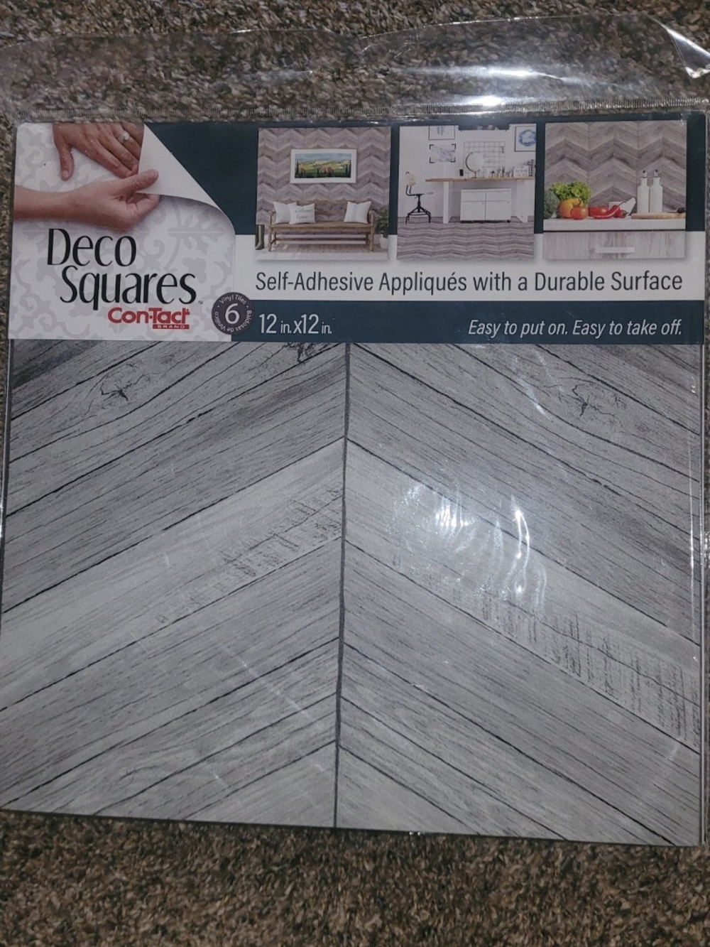 Deco Squares Contact Peel & Stick Tile - Light Gray Wood Look - Picture 2 of 2